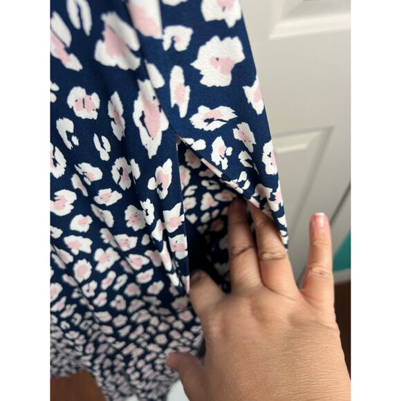 Jessica Howard Womens Blue White Floral Ruched Waist Knit Dress Plus 18W NWT - Picture 7 of 11